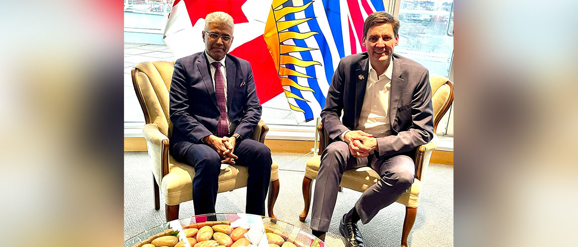  Consul General Mr. Manish met Premier of British Columbia Hon David Eby in his office on 16 February 2023