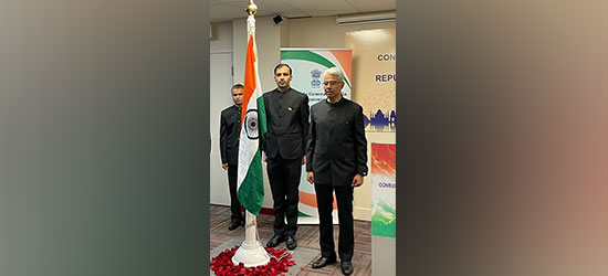  Unfurling of National Flag by Consul General Shri Manish on 74th Republic Day on 26 January 2023