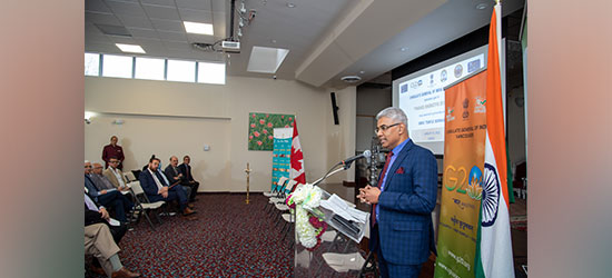  Consul General Shri Manish addressing the gathering on Pravasi Bharatiya Diwas Celebrations on 15 January 2023 in Vancouver