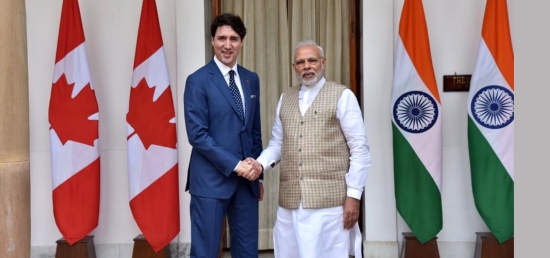  Canadian PM Justin Trudeau Visit to India, 17-23 February, 2018. Adding new momentum to the
friendship between India and Canada. PM Narendra Modi welcomes PM Justin Trudeau at Hyderabad
House