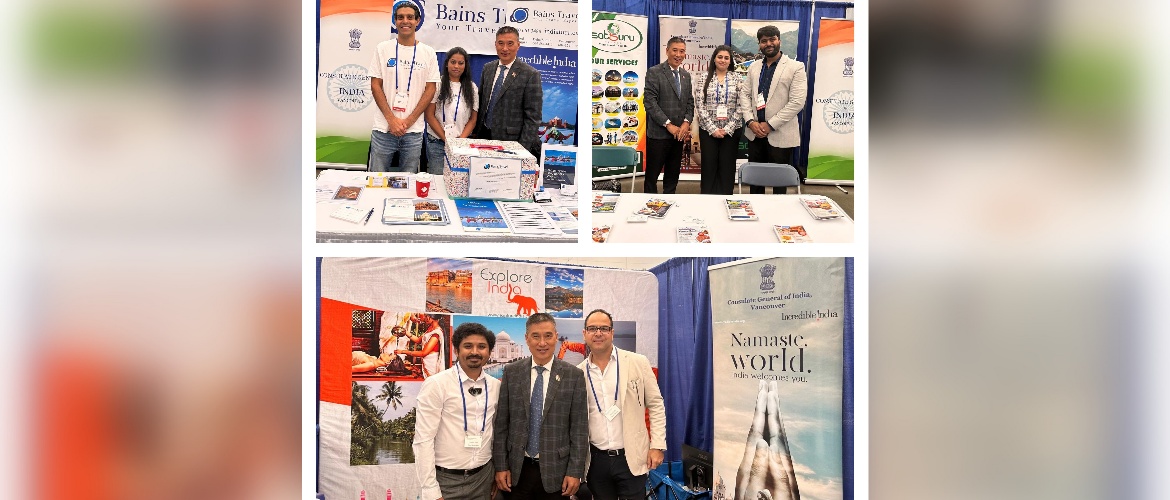  Consulate General of India in association with its tourism partners viz, Explore India, Satguru Travels and Bains Travel participated in the 7th Vancouver International Travel Expo on September 28, 2024.'